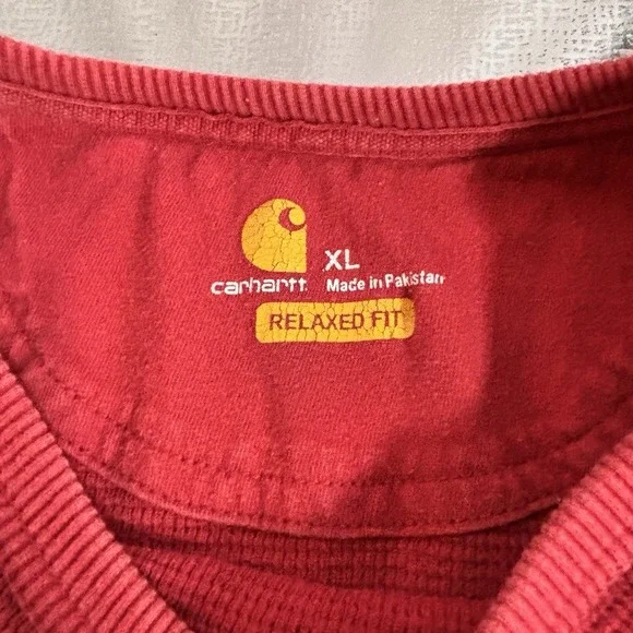 Carhartt Thermal Shirt Mens XL Relaxed Fit Distressed Paint Work Outdoors Script - Picture 6 of 7